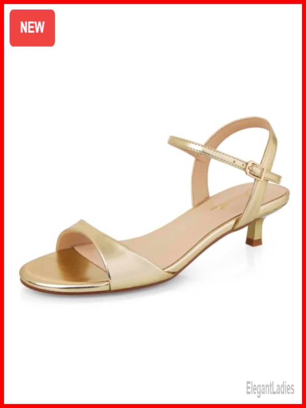 Kitten Heel Strappy Sandals Open Toe Ankle Strap Comfort Dress